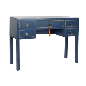 Desk DKD Home Decor Blue Golden Metal Pinewood MDF Wood 110 x 35 x 78 cm-0