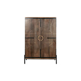 Cupboard Home ESPRIT Black Golden Natural Wood 85 x 38 x 134 cm-2