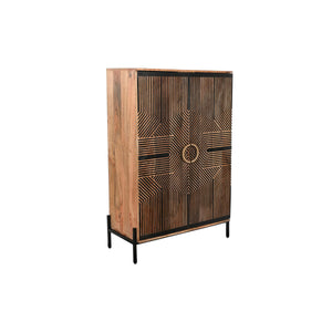 Cupboard Home ESPRIT Black Golden Natural Wood 85 x 38 x 134 cm-0