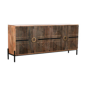 Sideboard Home ESPRIT Black Golden Natural Wood 180 x 40 x 80 cm-0