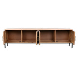 TV furniture Home ESPRIT Black Golden Natural Wood Mango wood 180 x 40 x 50 cm-7