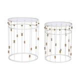 Set of 2 tables Home ESPRIT White Golden 42 x 42 x 55 cm-0