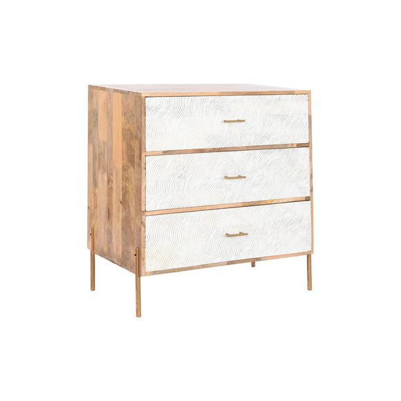 Chest of drawers Home ESPRIT White Brown Golden Iron Mango wood Waves Modern 80 x 45 x 85 cm-0