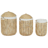 Laundry basket Home ESPRIT White Natural 3 Pieces 46 x 46 x 69 cm-0