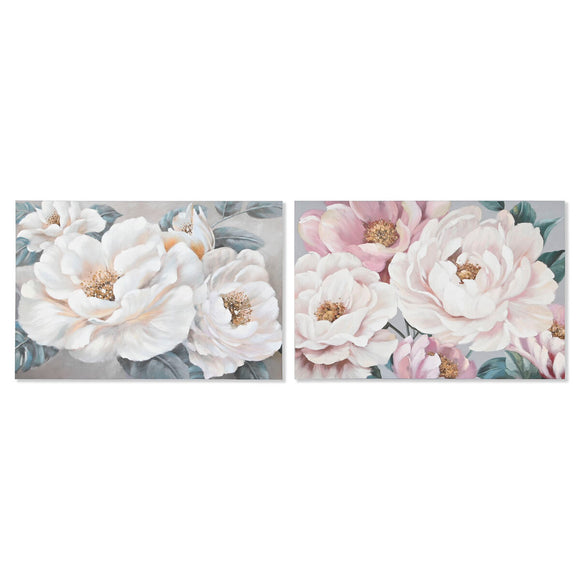 Painting Home ESPRIT Roses Romantic 120 x 3,7 x 80 cm (2 Units)-0