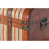 Set of Chests Home ESPRIT Brown Multicolour Wood Canvas Colonial 61 x 43 x 42,5 cm (3 Units)-2