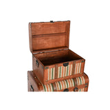 Set of Chests Home ESPRIT Brown Multicolour Wood Canvas Colonial 61 x 43 x 42,5 cm (3 Units)-1