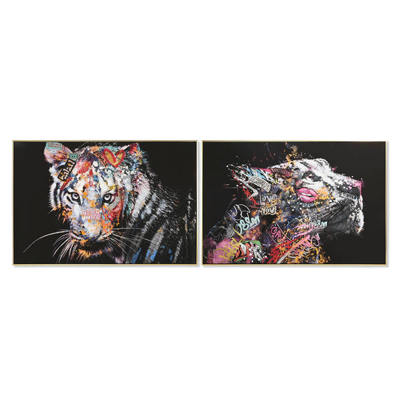 Painting Home ESPRIT Tiger Modern 120 x 3,5 x 80 cm (2 Units)-0