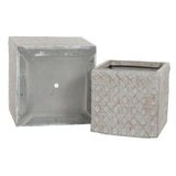 Set of Planters Home ESPRIT Beige Fibreglass Magnesium 44,5 x 44,5 x 42,5 cm (4 Units)-2