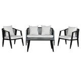 Table Set with 3 Armchairs Home ESPRIT Black Crystal Steel 123 x 66 x 72 cm-1