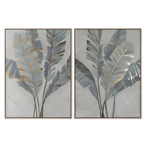 Painting Home ESPRIT Palms Golden Tropical 90 x 4 x 120 cm (2 Units)-0