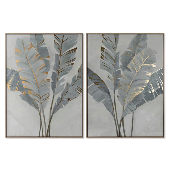 Painting Home ESPRIT Palms Golden Tropical 90 x 4 x 120 cm (2 Units)-0