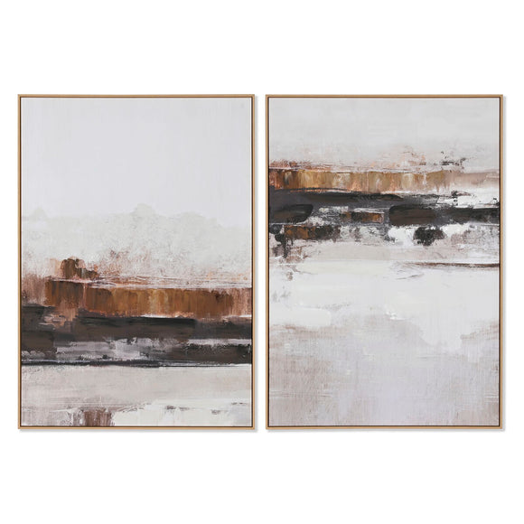 Painting Home ESPRIT White Brown Beige Grey Abstract Urban 100 x 4 x 140 cm (2 Units)-0