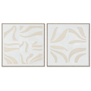Painting Home ESPRIT White Beige Abstract Scandinavian 83 x 4,5 x 83 cm (2 Units)-0