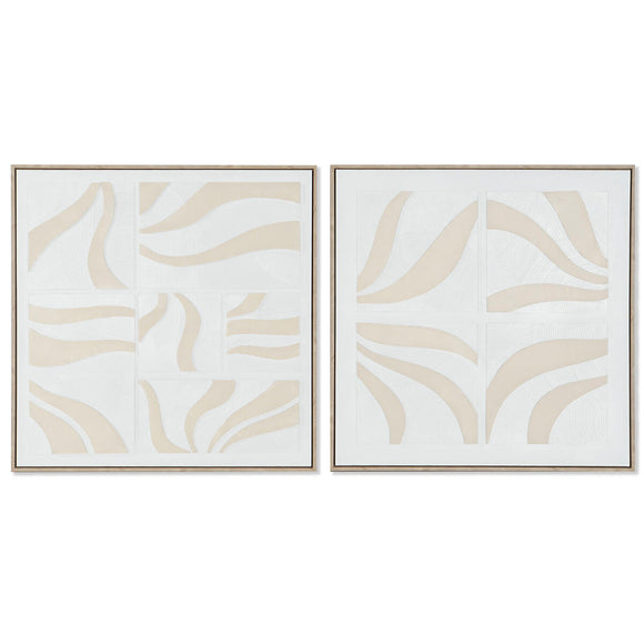 Painting Home ESPRIT White Beige Abstract Scandinavian 83 x 4,5 x 83 cm (2 Units)-0