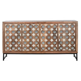 Sideboard Home ESPRIT Brown Black Silver Natural Mango wood Mirror 150 x 38 x 80 cm-1