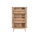 Shoe Rack Home ESPRIT Golden Natural Rattan Fir wood Tropical 70 x 29 x 115 cm-5