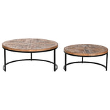 Set of 2 tables Home ESPRIT Brown Black Natural Metal Mango wood 90 x 90 x 40 cm-1