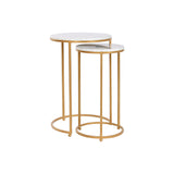 Set of 2 tables Home ESPRIT Golden Metal Marble 40 x 40 x 64 cm-1