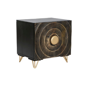 Nightstand Home ESPRIT Black Golden Metal Mango wood 50 x 40 x 50 cm-0