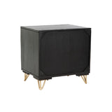 Nightstand Home ESPRIT Black Golden Metal Mango wood 50 x 40 x 50 cm-9