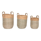 Basket set Home ESPRIT White Natural Light brown PVC Rope Seagrass Rushes (3 Pieces)-1