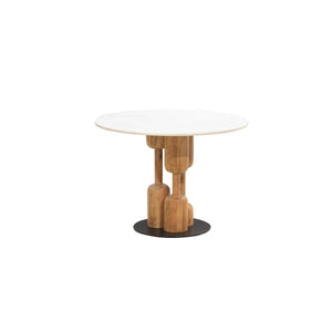 Dining Table Home ESPRIT Marble Acacia 106 x 106 x 76 cm-0