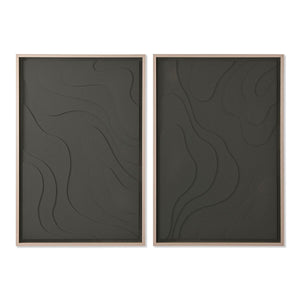 Painting Home ESPRIT Green Beige Dark grey polystyrene MDF Wood Abstract Scandinavian (2 Units)-0