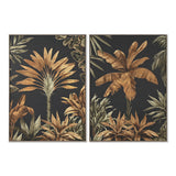 Painting Home ESPRIT Black Golden Palms Tropical 103 x 4,5 x 143 cm (2 Units)-0