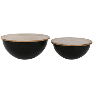 Set of 2 tables Home ESPRIT Metal Mango wood 60 x 60 x 28 cm-0