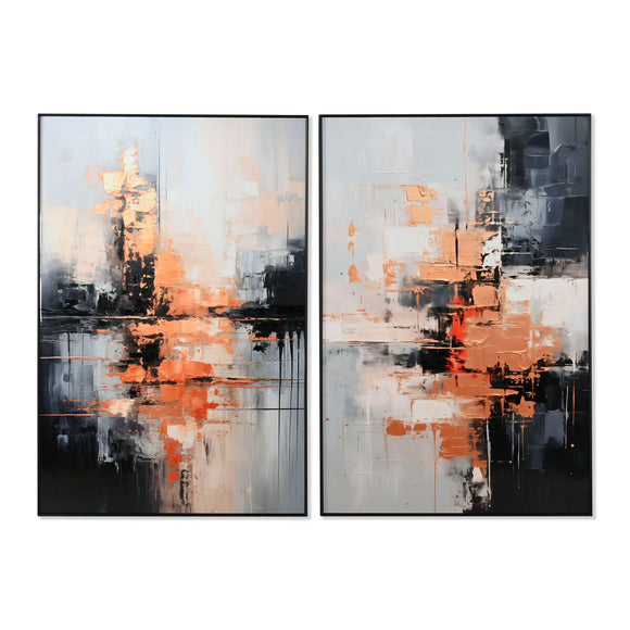 Painting Home ESPRIT Black Golden Abstract Modern 80 x 3,5 x 120 cm (2 Units)-0