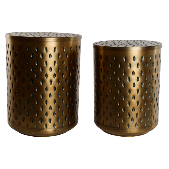 Set of 2 tables Home ESPRIT Golden Metal 43 x 43 x 54 cm-0