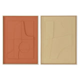 Painting Home ESPRIT Mustard Terracotta Abstract Urban 55 x 4 x 75 cm (2 Units)-0