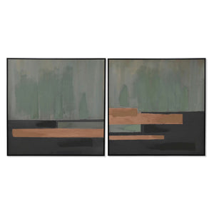 Painting Home ESPRIT Black Green Modern Urban 100 x 4 x 100 cm (2 Units)-0