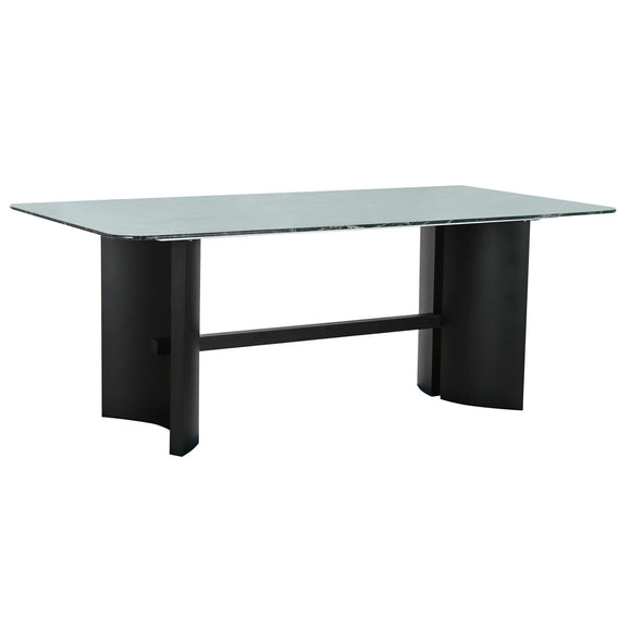 Dining Table Home ESPRIT Black Green Metal Tempered Glass 200 x 100 x 76 cm-0