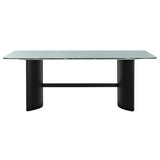 Dining Table Home ESPRIT Black Green Metal Tempered Glass 200 x 100 x 76 cm-1