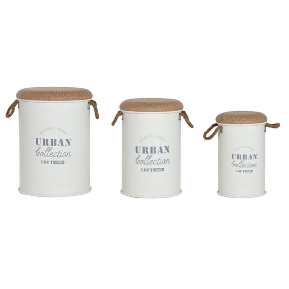 Decorative box Home ESPRIT White Polyurethane Metal Fibre Urban (3 Pieces)-0