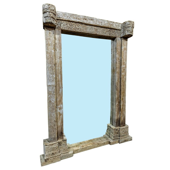 Wall mirror Home ESPRIT Natural 150 x 18 x 210 cm-0