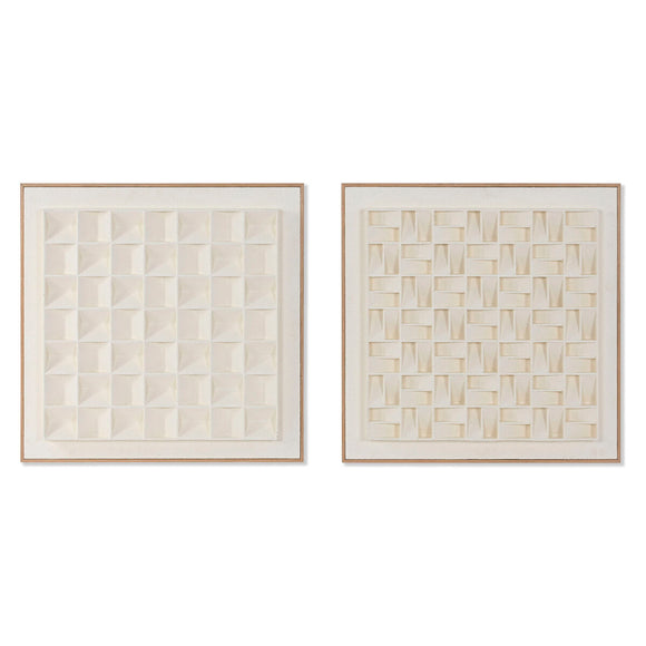 Painting Home ESPRIT Beige Geometric Modern 60 x 7 x 60 cm (2 Units)-0