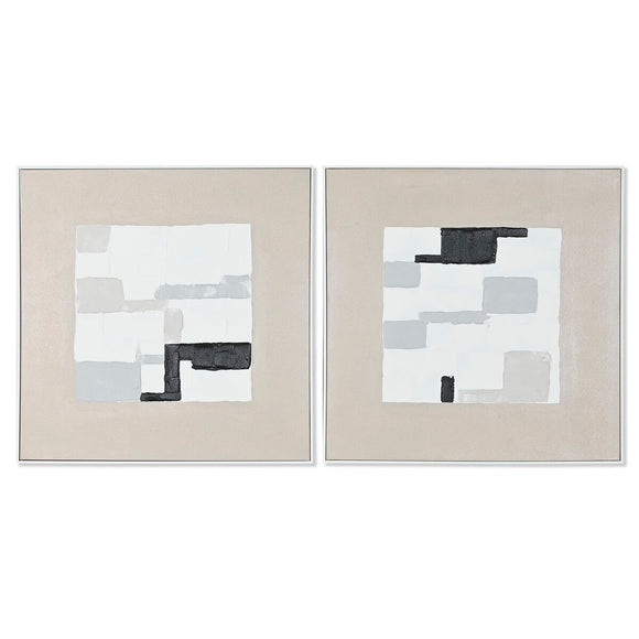 Painting Home ESPRIT White Beige polystyrene Canvas Abstract Urban 82 x 4 x 81,5 cm (2 Units)-0