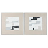 Painting Home ESPRIT White Beige polystyrene Canvas Abstract Urban 82 x 4 x 81,5 cm (2 Units)-0