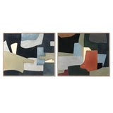 Canvas Home ESPRIT Blue Green polystyrene Canvas Abstract Urban 104 x 4 x 123,5 cm (2 Units)-0