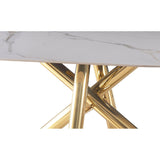 Dining Table Home ESPRIT Golden Metal Ceramic 180 x 90 x 75 cm-2