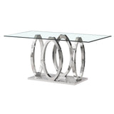 Dining Table Home ESPRIT Steel Tempered Glass 160 x 90 x 76 cm-0