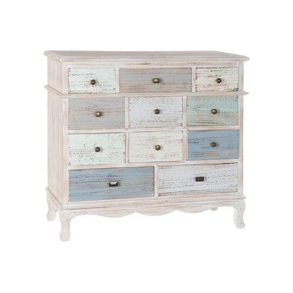 Chest of drawers Home ESPRIT Blue White Light grey Cottage 94 x 35 x 87 cm-0