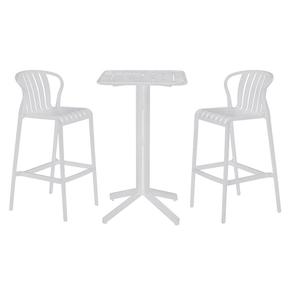 Table set with 2 chairs Home ESPRIT White Metal polypropylene 60 x 60 x 102 cm-0