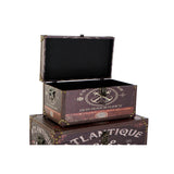 Set of decorative boxes Home ESPRIT Multicolour Wood Canvas-1