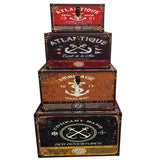 Set of decorative boxes Home ESPRIT Multicolour Wood Canvas-0