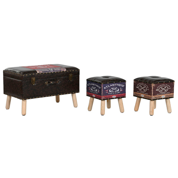 Set of Chests Home ESPRIT Brown Multicolour Polyurethane Wood Vintage 70 x 40 x 45 cm (3 Units)-0