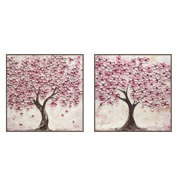 Painting Home ESPRIT Beige Pink Dark brown Romantic 103 x 4,5 x 103 cm (2 Units)-0